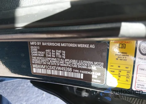 2014 BMW X1 Sdrive28I from USA, damaged, VIN WBAVM1C5XEVW49268